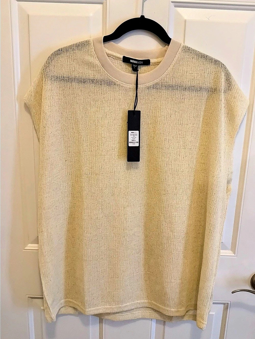 NOVA MEN Oversized Sand Shell Tee Cream Size Large NWT